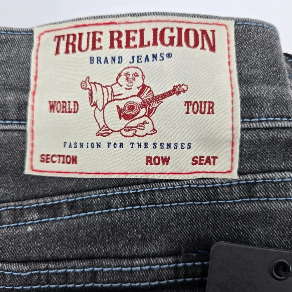 True Religion Ricky Relaxed Straight Jeans Mens Grey Phantom Wash 36x34 NWT